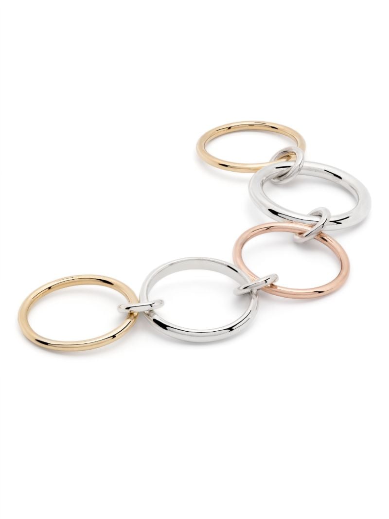18k Yellow Gold and Sterling Silver Linked Ring