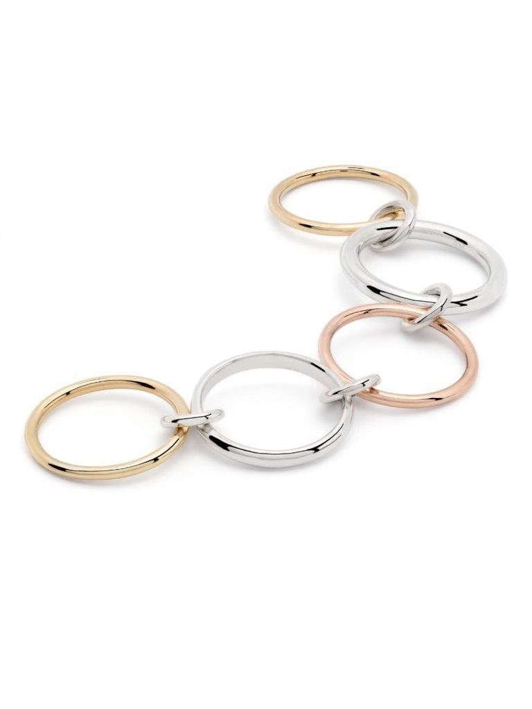 18k Yellow Gold and Sterling Silver Linked Ring