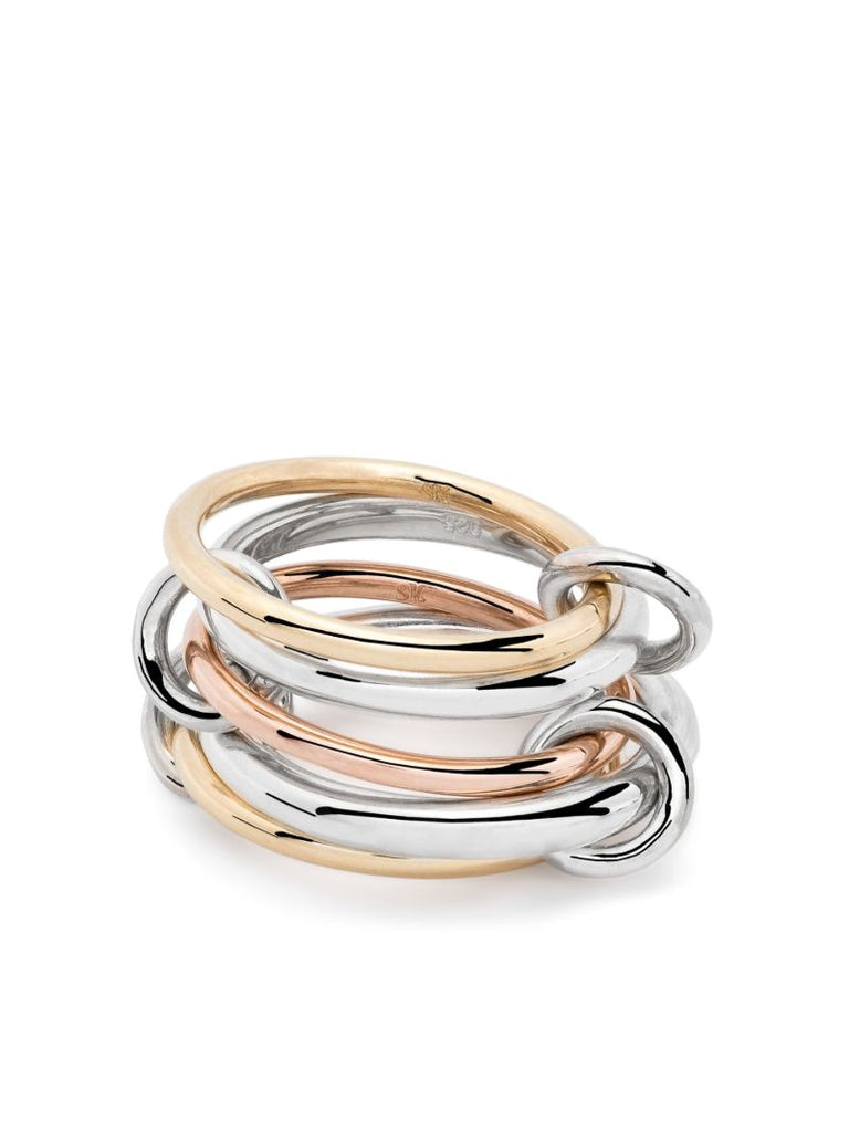 18k Yellow Gold and Sterling Silver Linked Ring