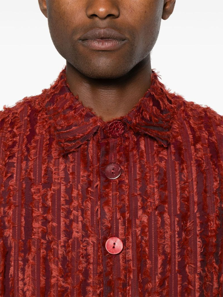Red Fringed Velvet Long-sleeve Shirt