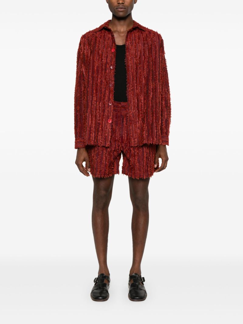 Red Fringed Velvet Long-sleeve Shirt