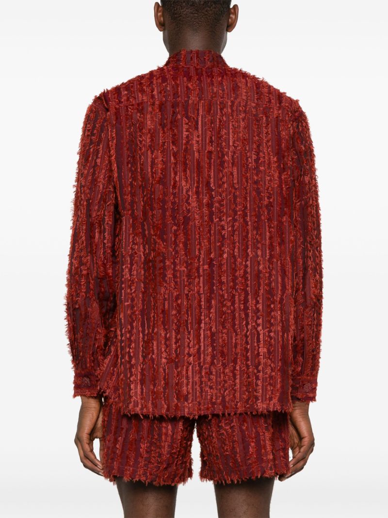 Red Fringed Velvet Long-sleeve Shirt