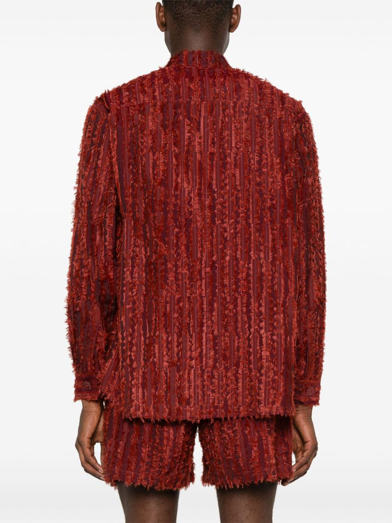 Red Fringed Velvet Long-sleeve Shirt