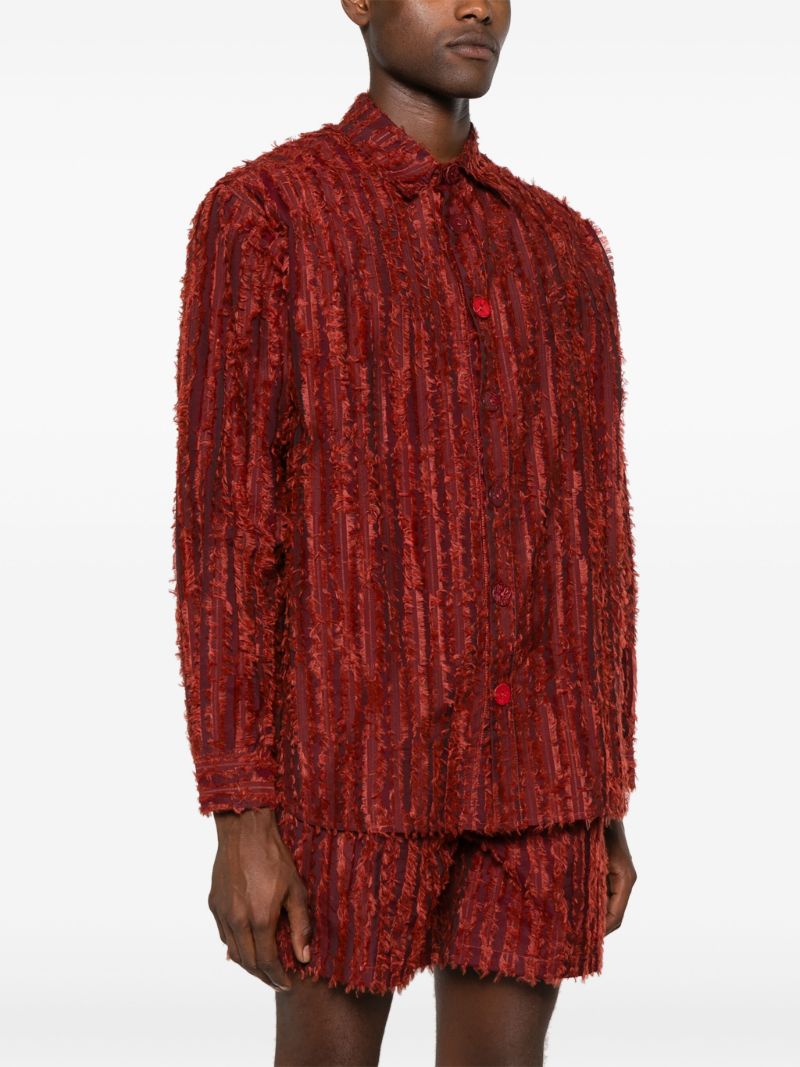 Red Fringed Velvet Long-sleeve Shirt