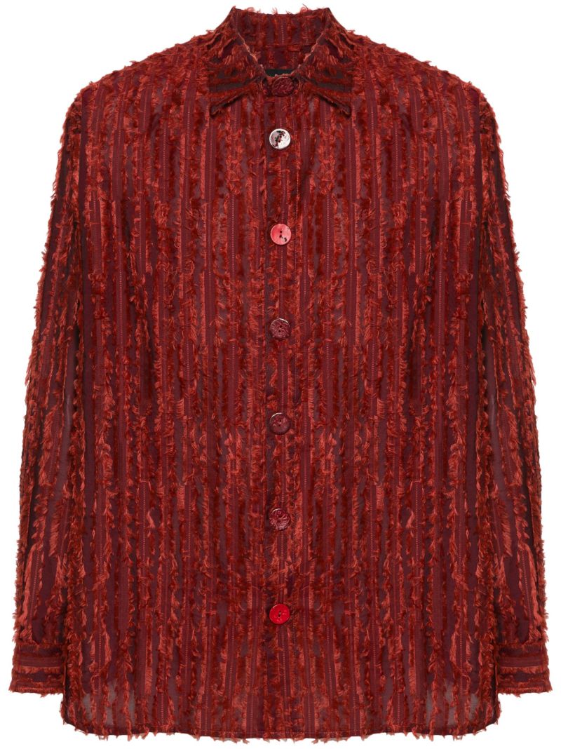 Red Fringed Velvet Long-sleeve Shirt