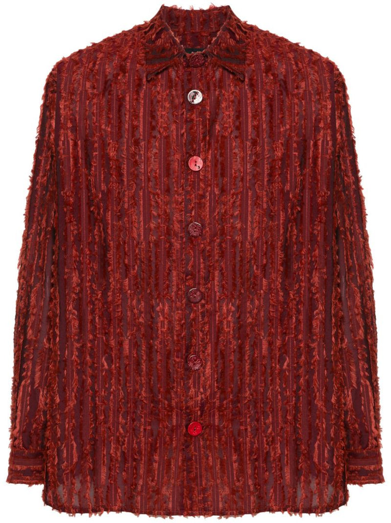 Red Fringed Velvet Long-sleeve Shirt