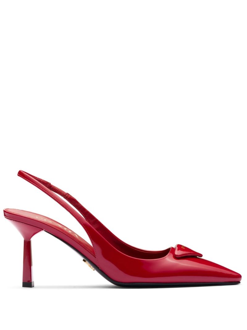 Red Triangle Logo 75mm Leather Pumps