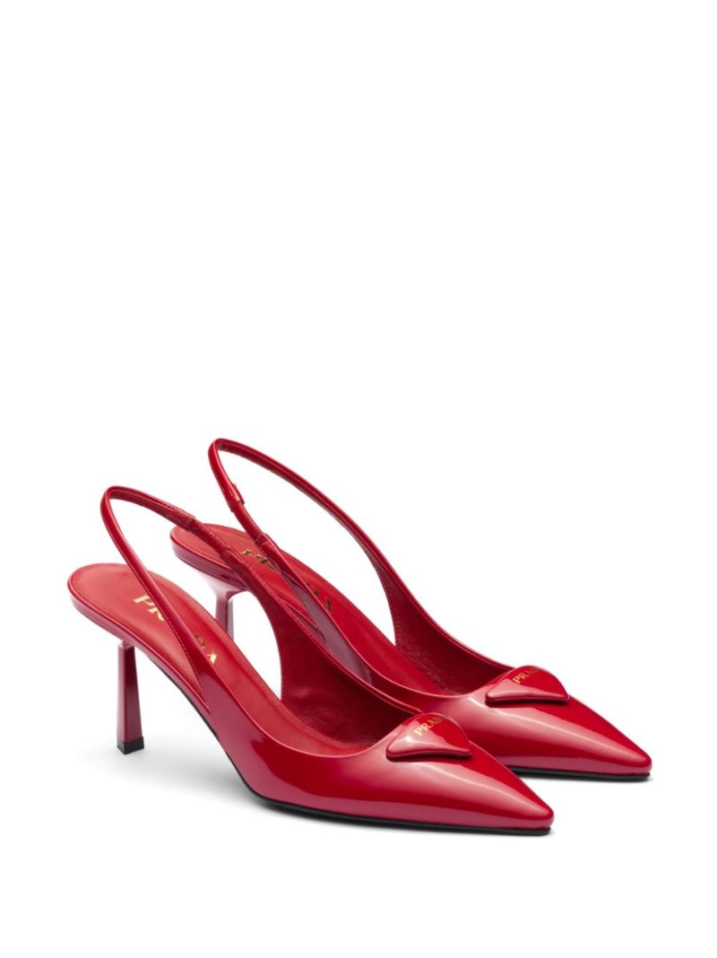 Red Triangle Logo 75mm Leather Pumps