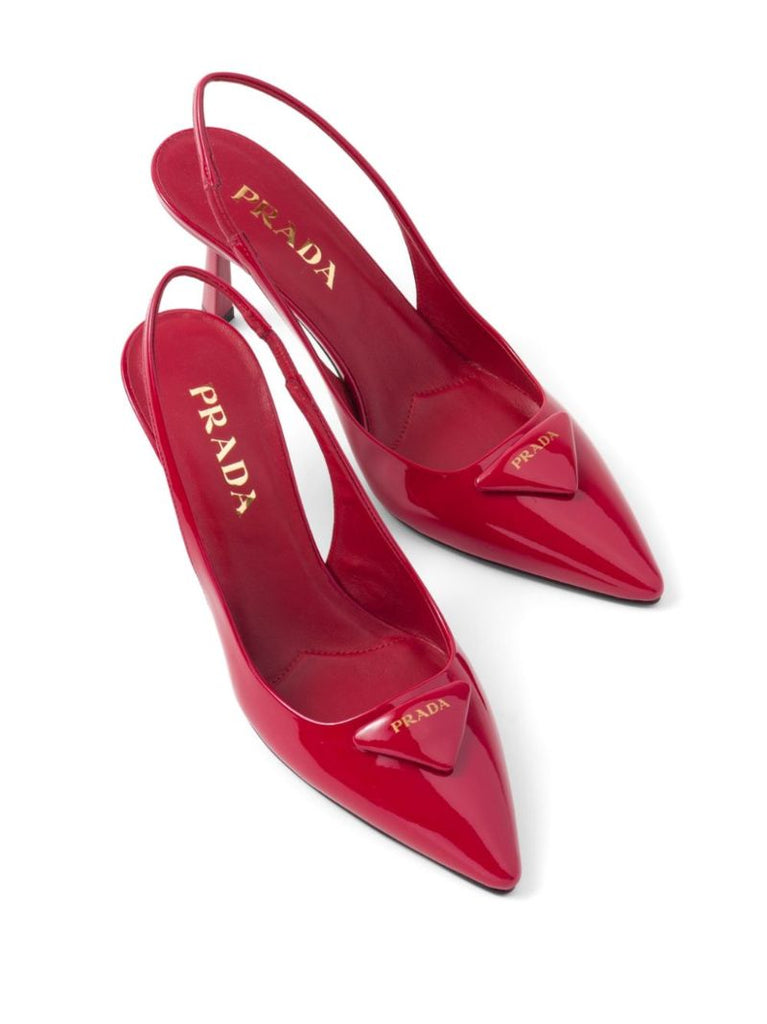 Red Triangle Logo 75mm Leather Pumps