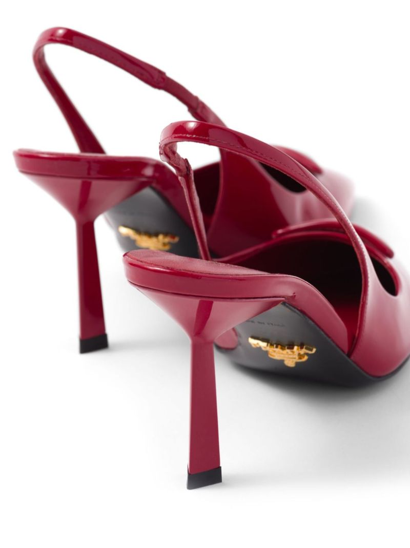 Red Triangle Logo 75mm Leather Pumps