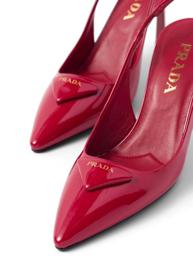 Red Triangle Logo 75mm Leather Pumps