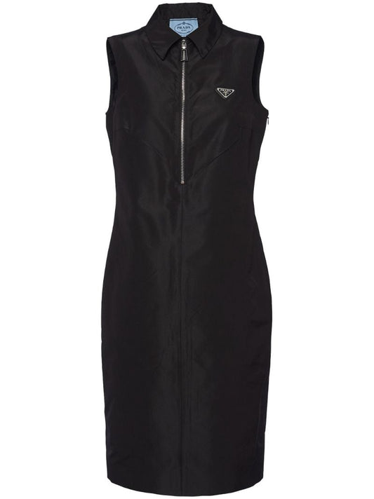 Black Re-nylon Polo Dress