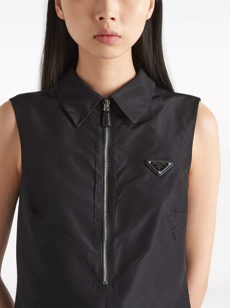 Black Re-nylon Polo Dress