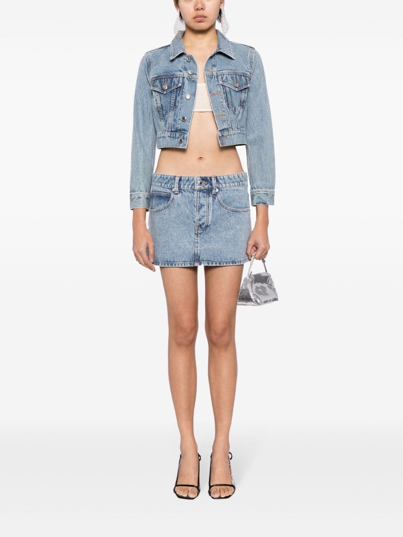 Blue Rhinestone Denim Mini Skirt