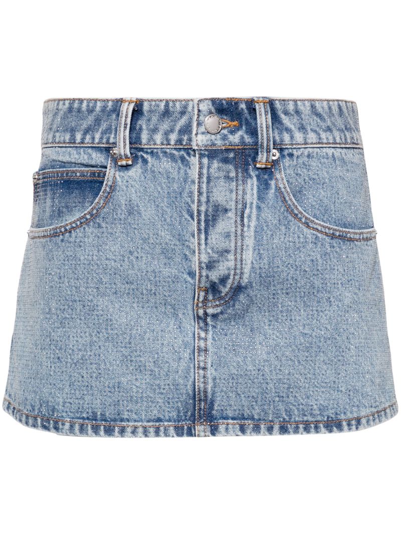 Blue Rhinestone Denim Mini Skirt
