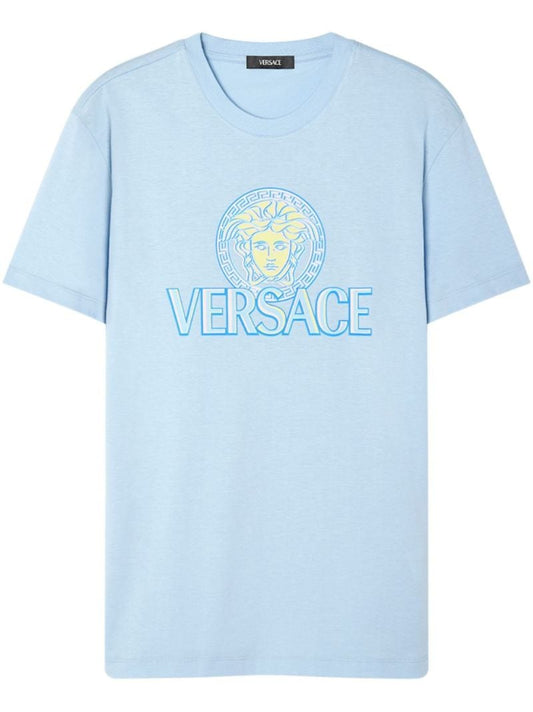 Blue Logo-print Cotton T-shirt