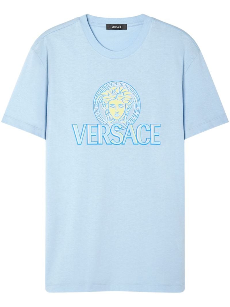 Blue Logo-print Cotton T-shirt