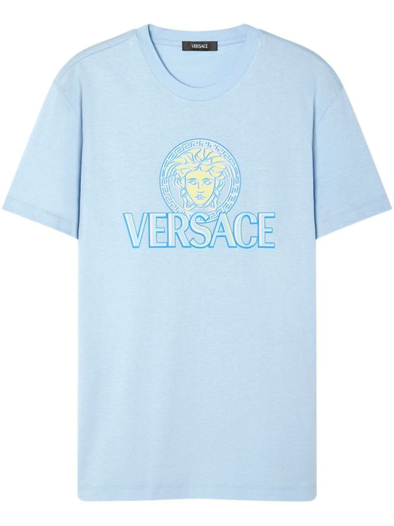 Blue Logo-print Cotton T-shirt