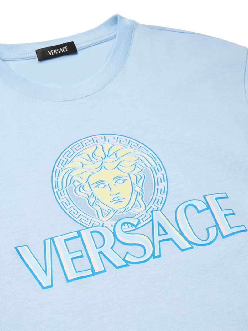 Blue Logo-print Cotton T-shirt