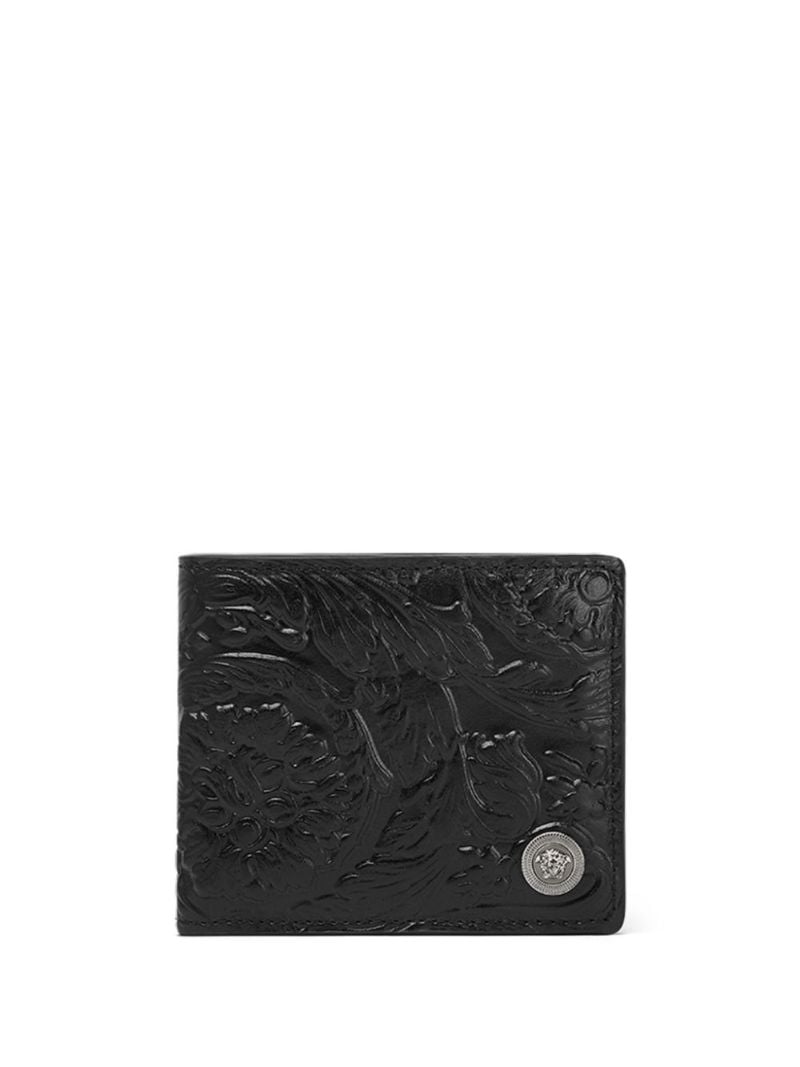 Black Barocco-embossed Bi-fold Wallet