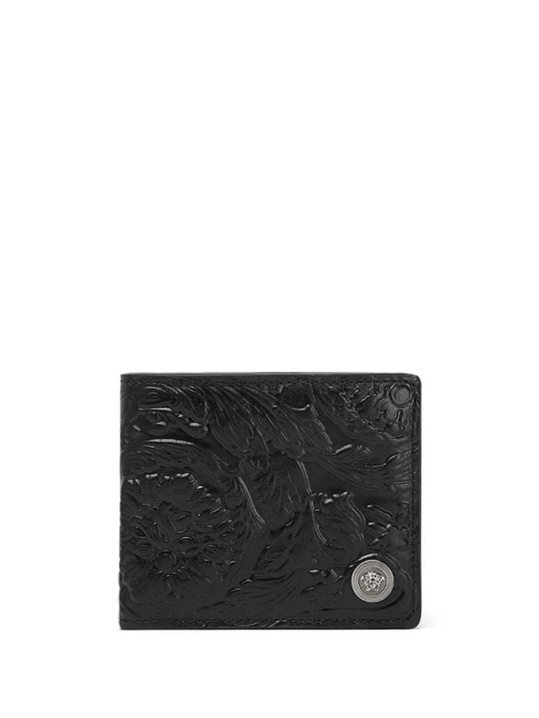 Black Barocco-embossed Bi-fold Wallet