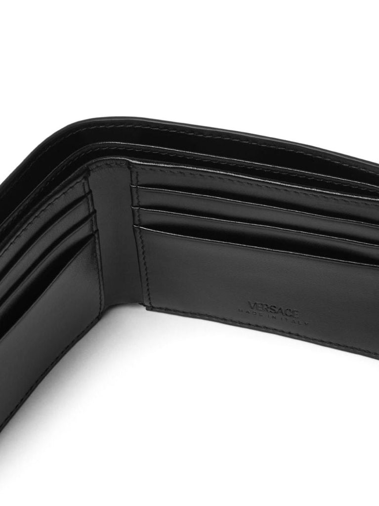 Black Barocco-embossed Bi-fold Wallet