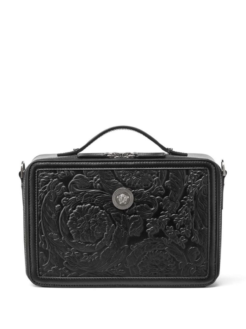 Black Medusa Biggie Barocco Leather Messenger Bag