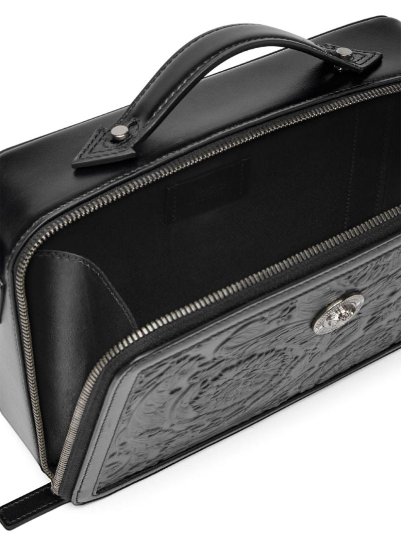 Black Medusa Biggie Barocco Leather Messenger Bag