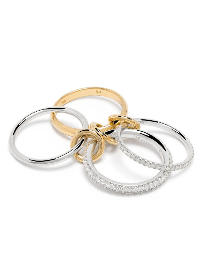 18k Yellow and White Gold Diamond Linked Ring