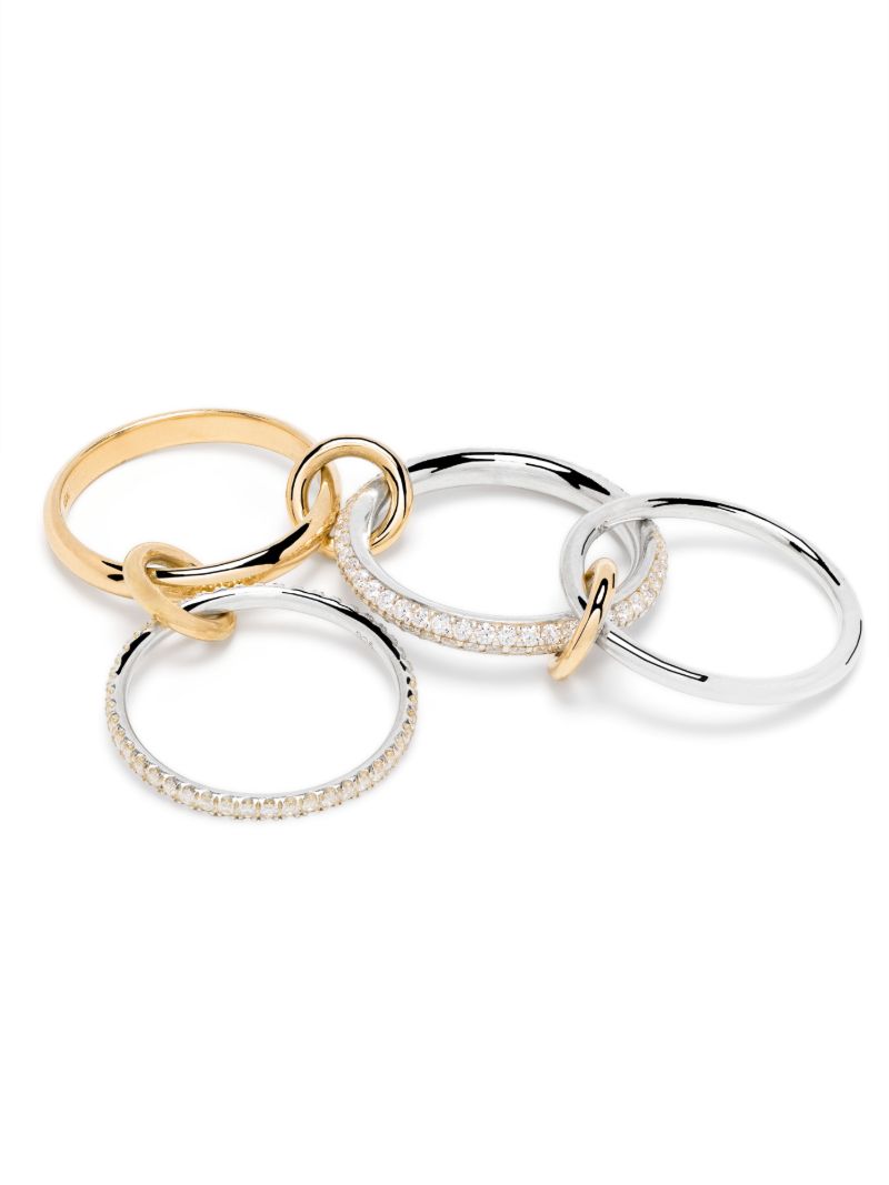 18k Yellow and White Gold Diamond Linked Ring