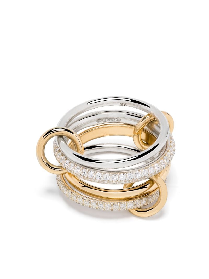 18k Yellow and White Gold Diamond Linked Ring