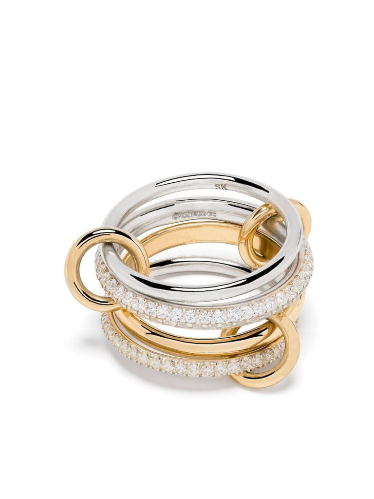 18k Yellow and White Gold Diamond Linked Ring