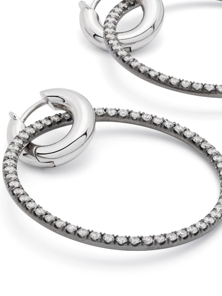 18k White Gold Casseus Diamond Hoop Earrings