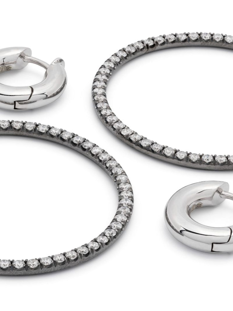 18k White Gold Casseus Diamond Hoop Earrings