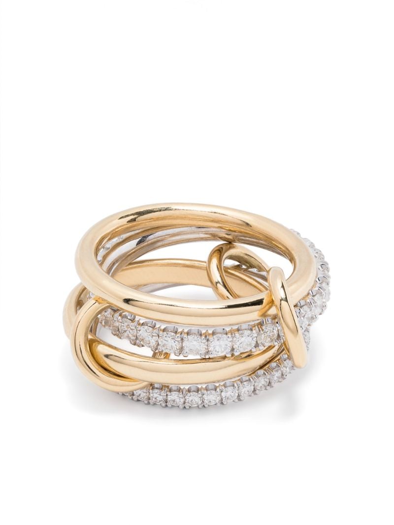 18k Yellow and White Gold Diamond Linked Ring