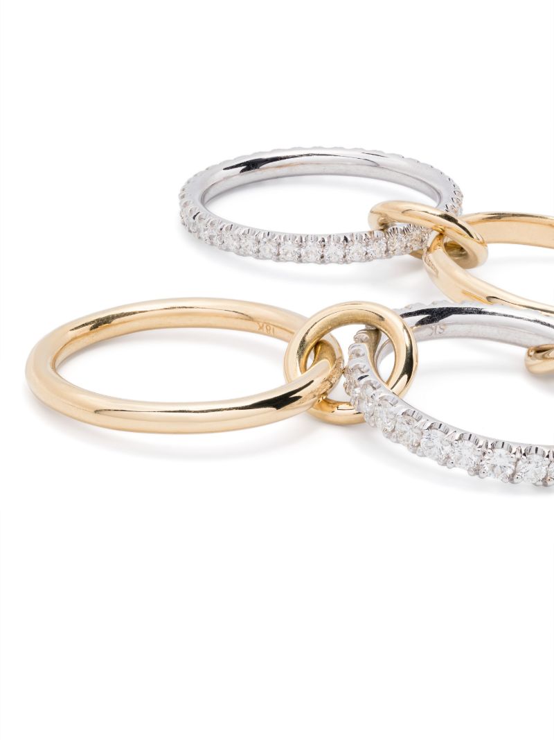 18k Yellow and White Gold Diamond Linked Ring