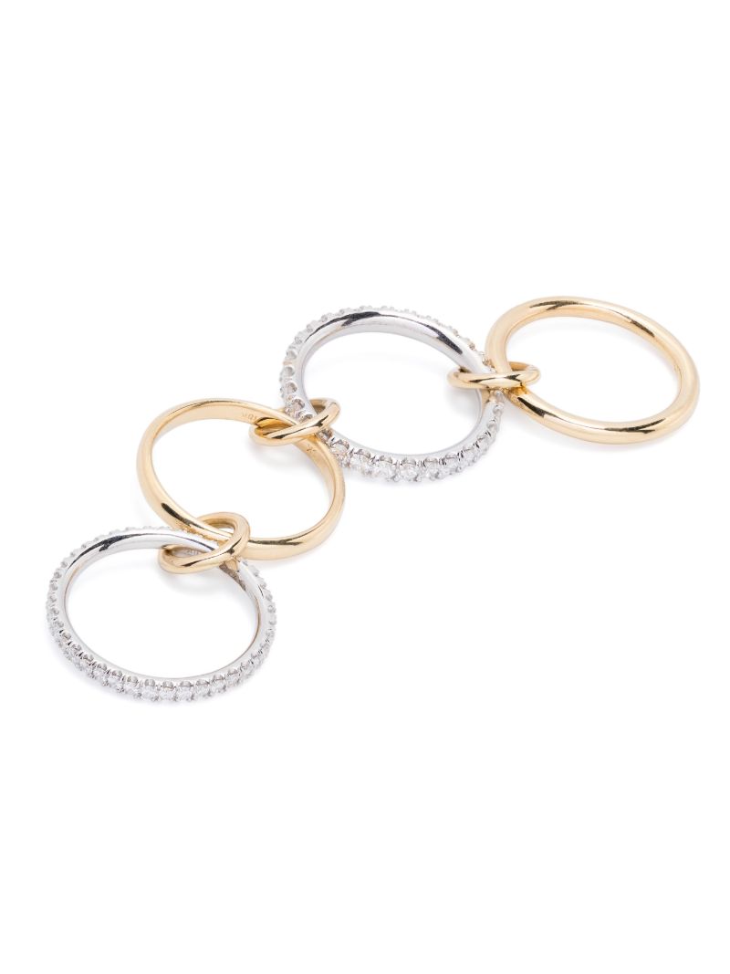 18k Yellow and White Gold Diamond Linked Ring