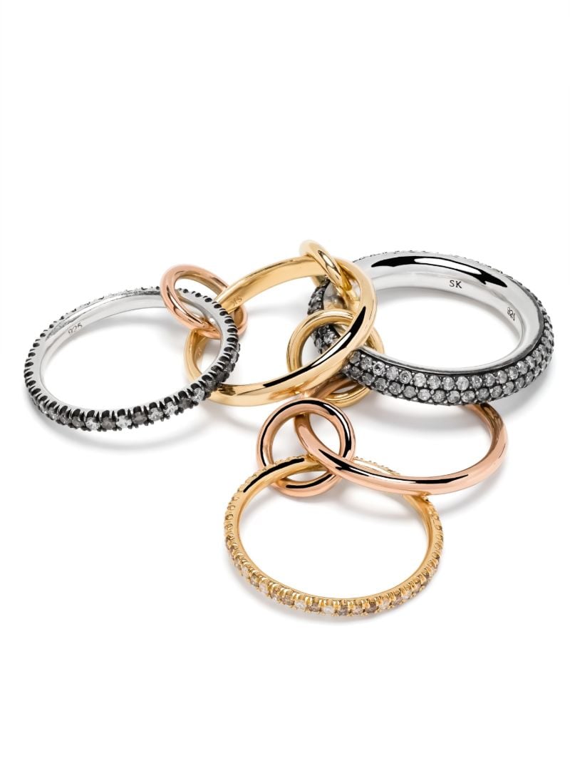 18k Yellow and Rose Gold Leo Diamond Linked Ring