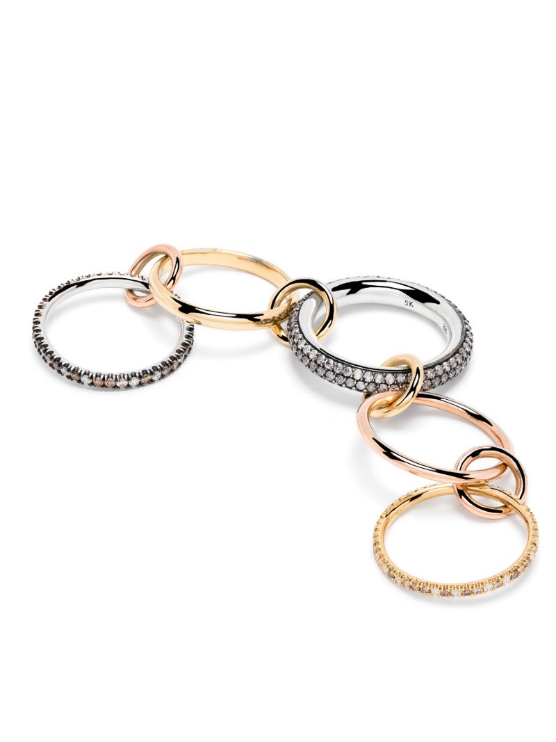 18k Yellow and Rose Gold Leo Diamond Linked Ring