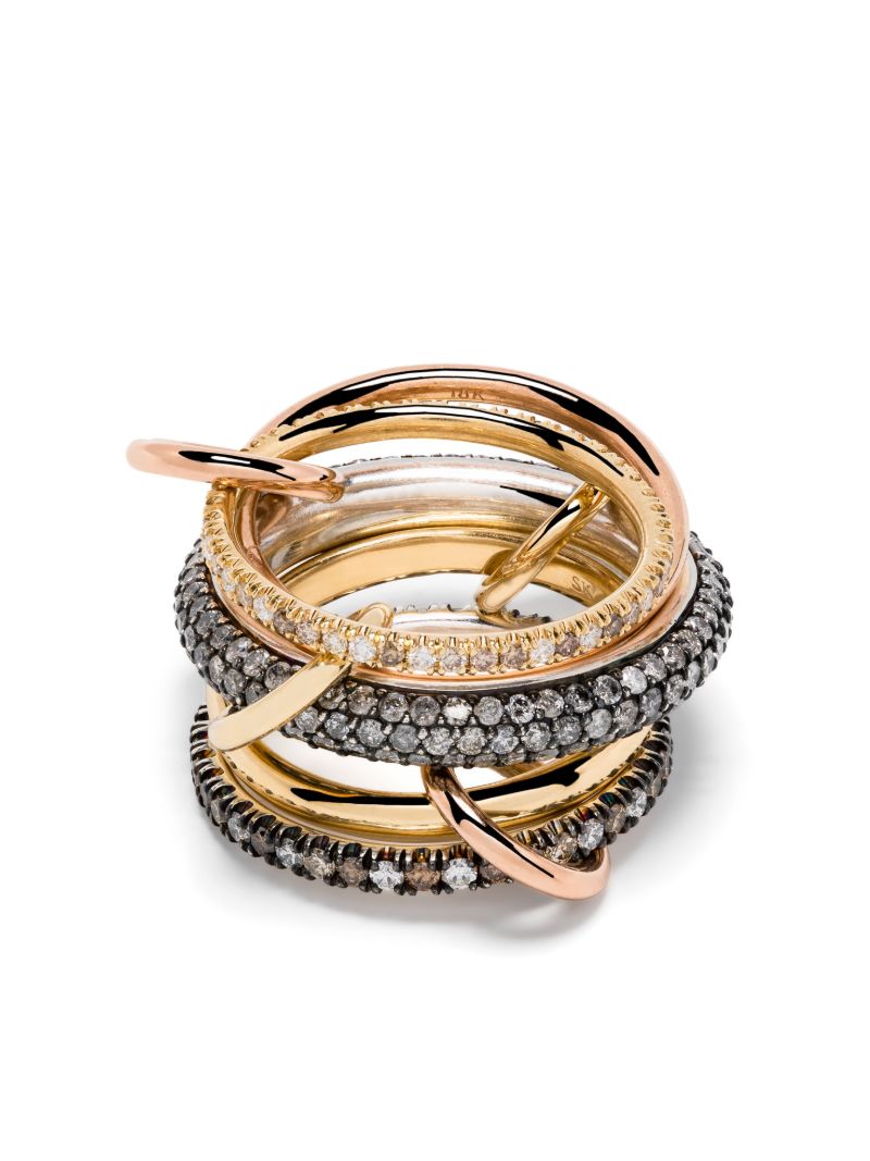 18k Yellow and Rose Gold Leo Diamond Linked Ring