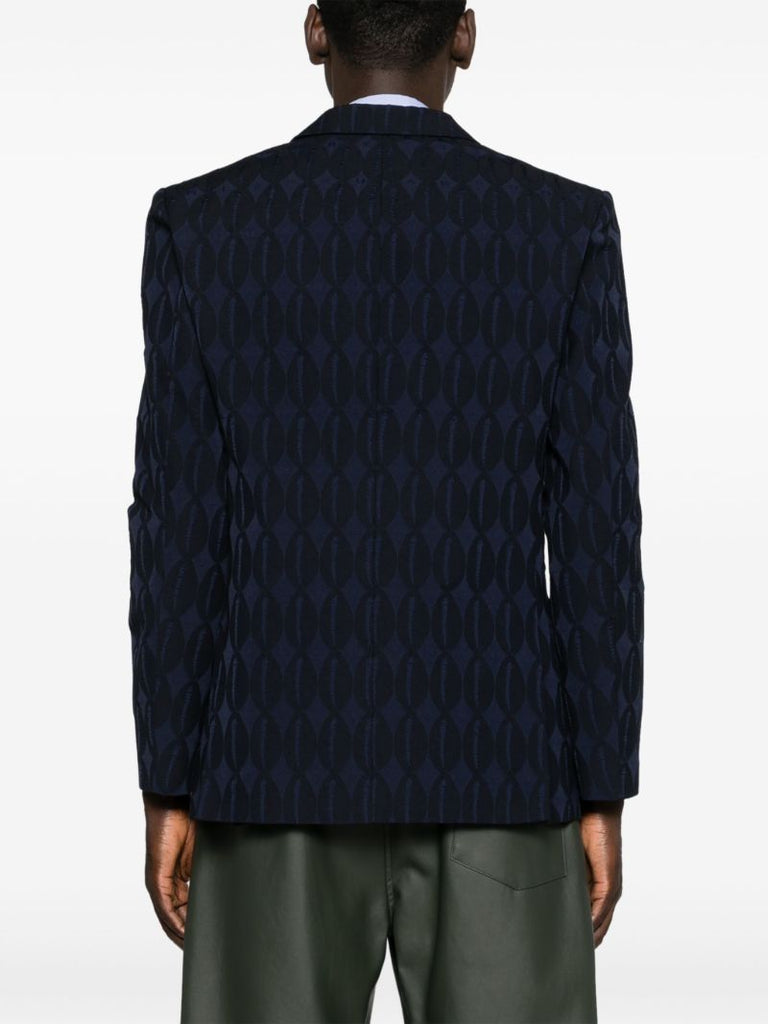 Blue Double-breasted Monogram Blazer