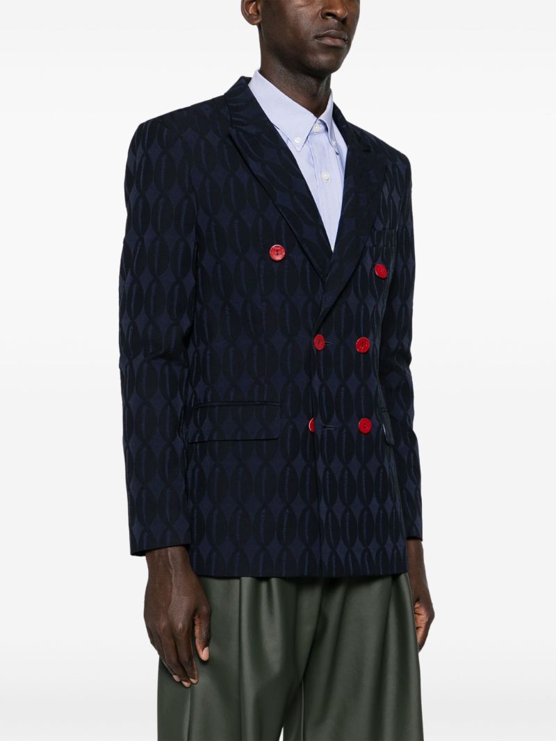 Blue Double-breasted Monogram Blazer