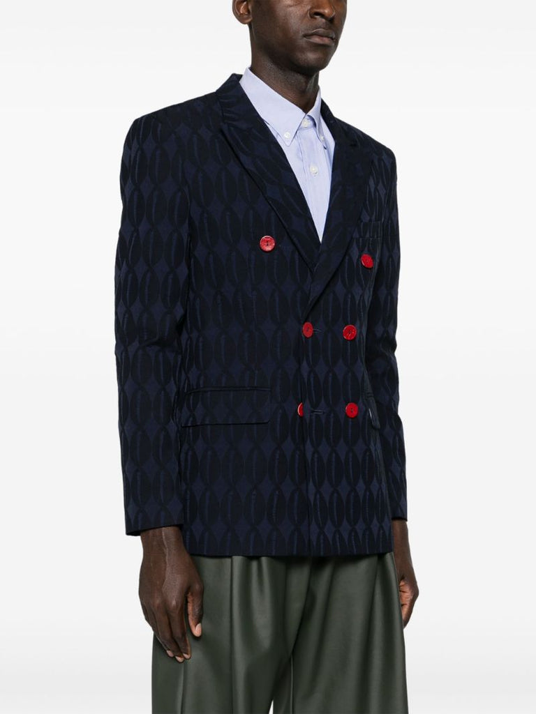 Blue Double-breasted Monogram Blazer