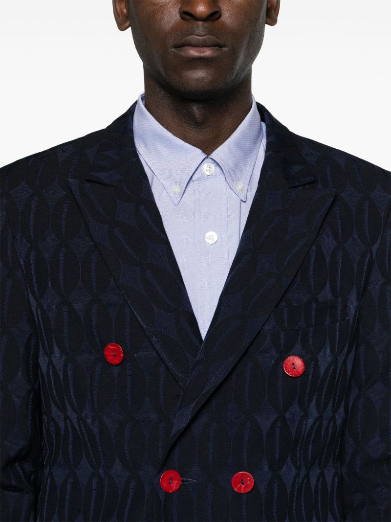 Blue Double-breasted Monogram Blazer