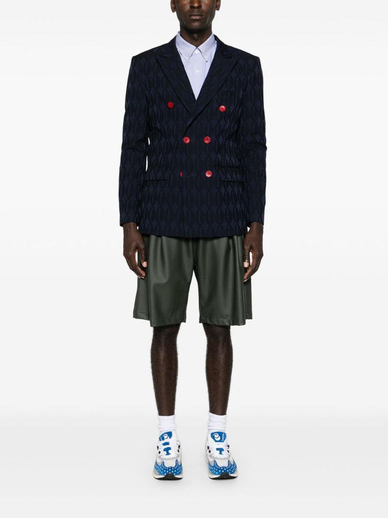 Blue Double-breasted Monogram Blazer