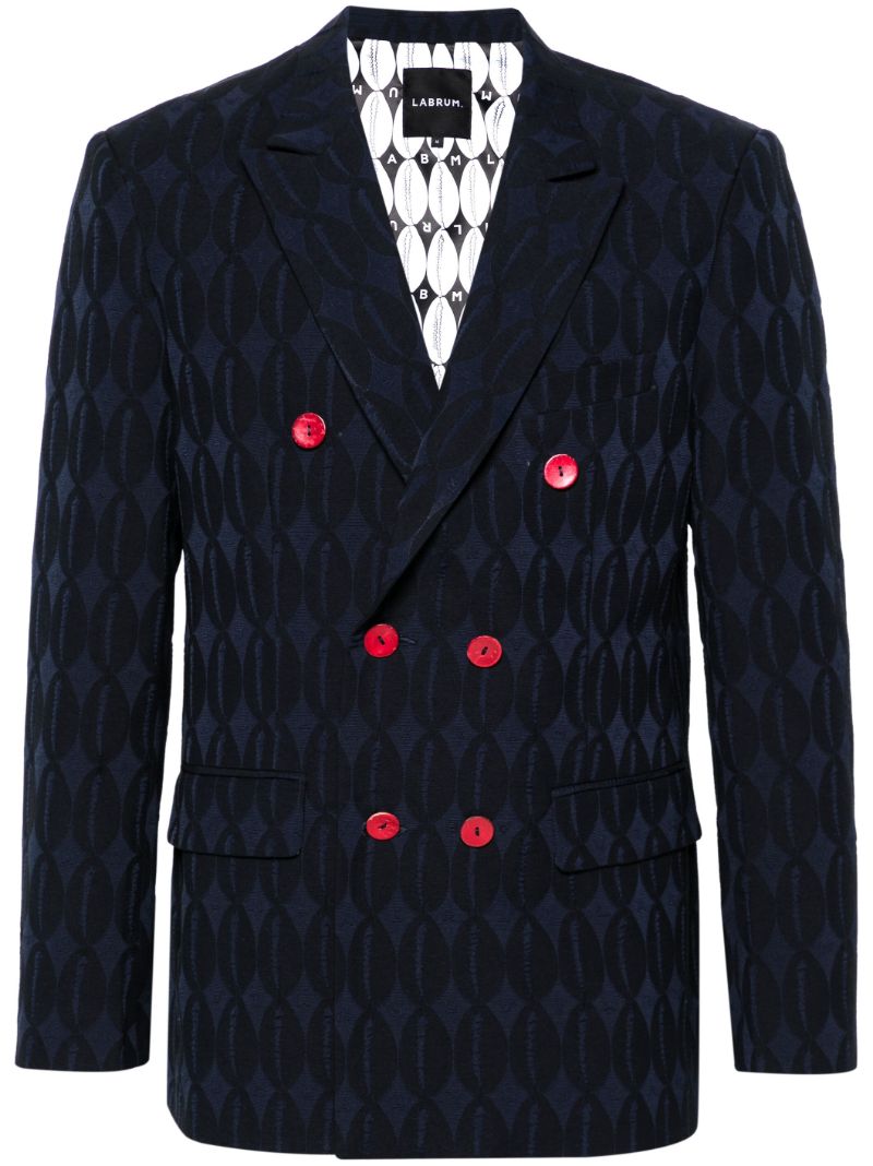 Blue Double-breasted Monogram Blazer