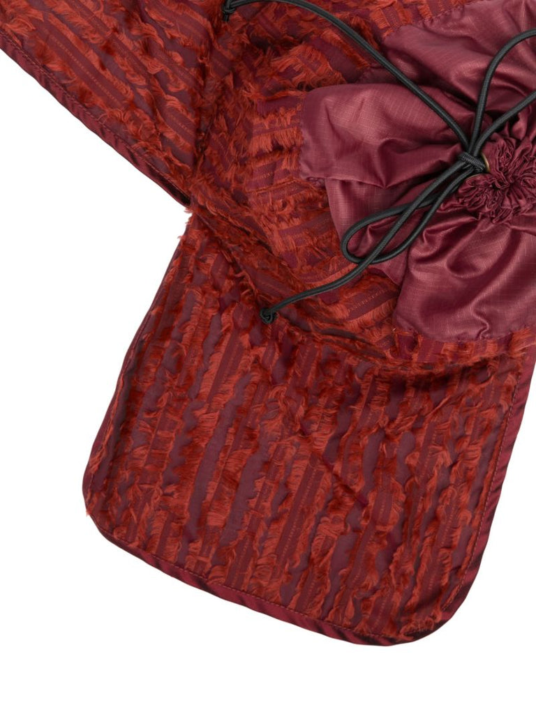Red Fringed Drawstring Bucket Hat