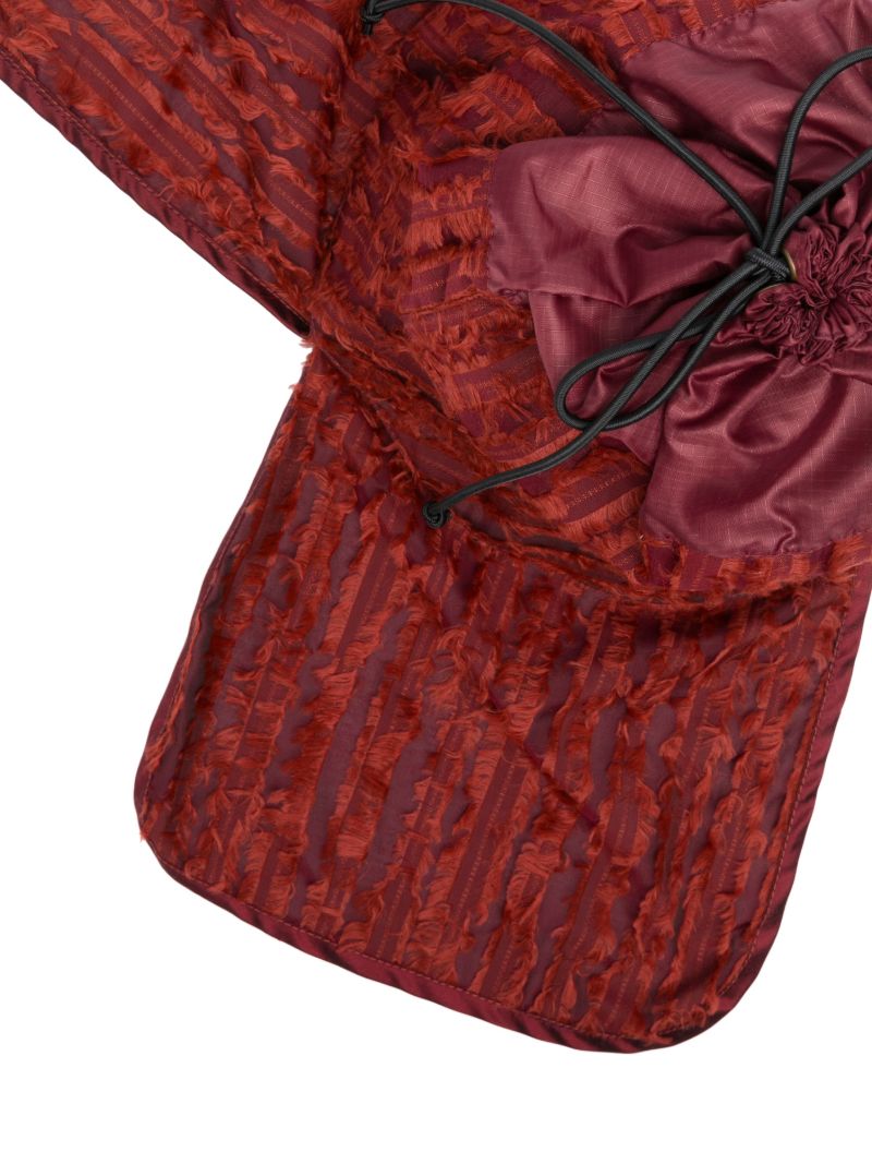 Red Fringed Drawstring Bucket Hat