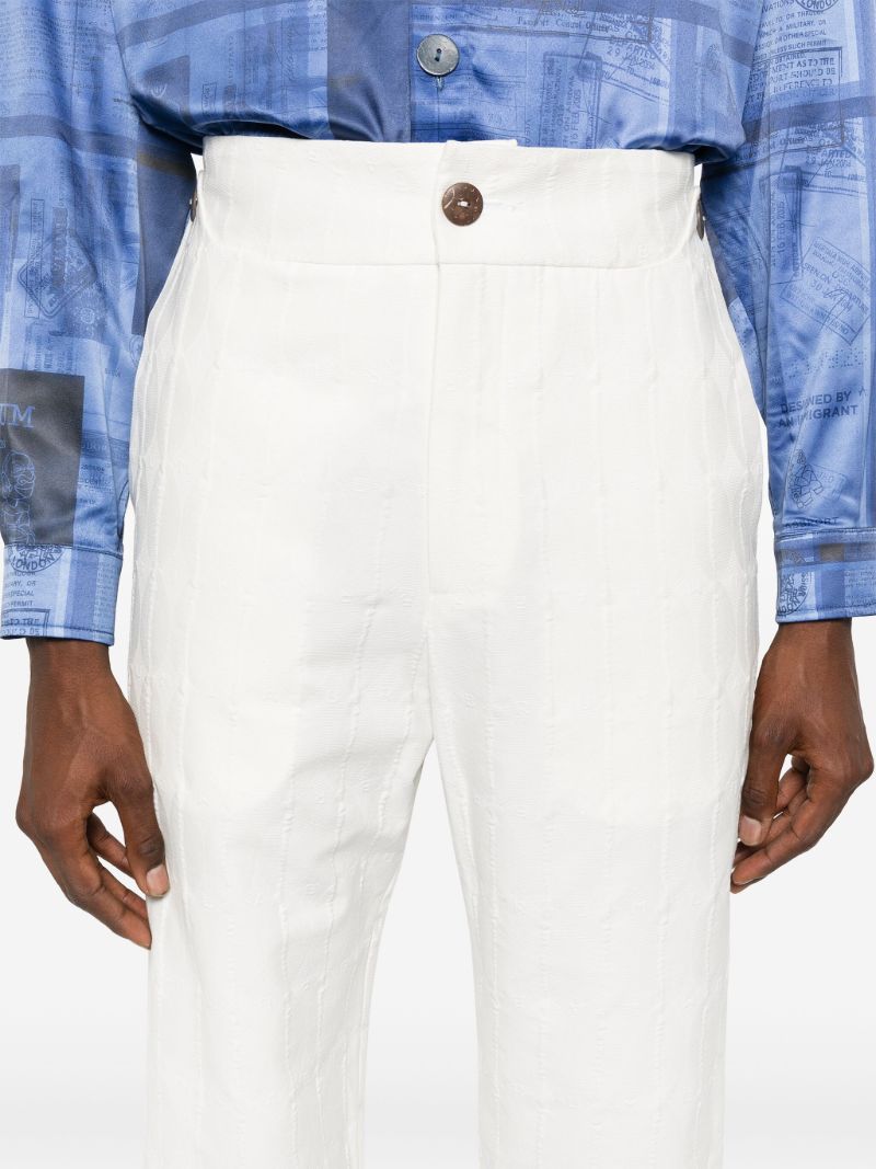 White Monogram-jacquard Straight Trousers