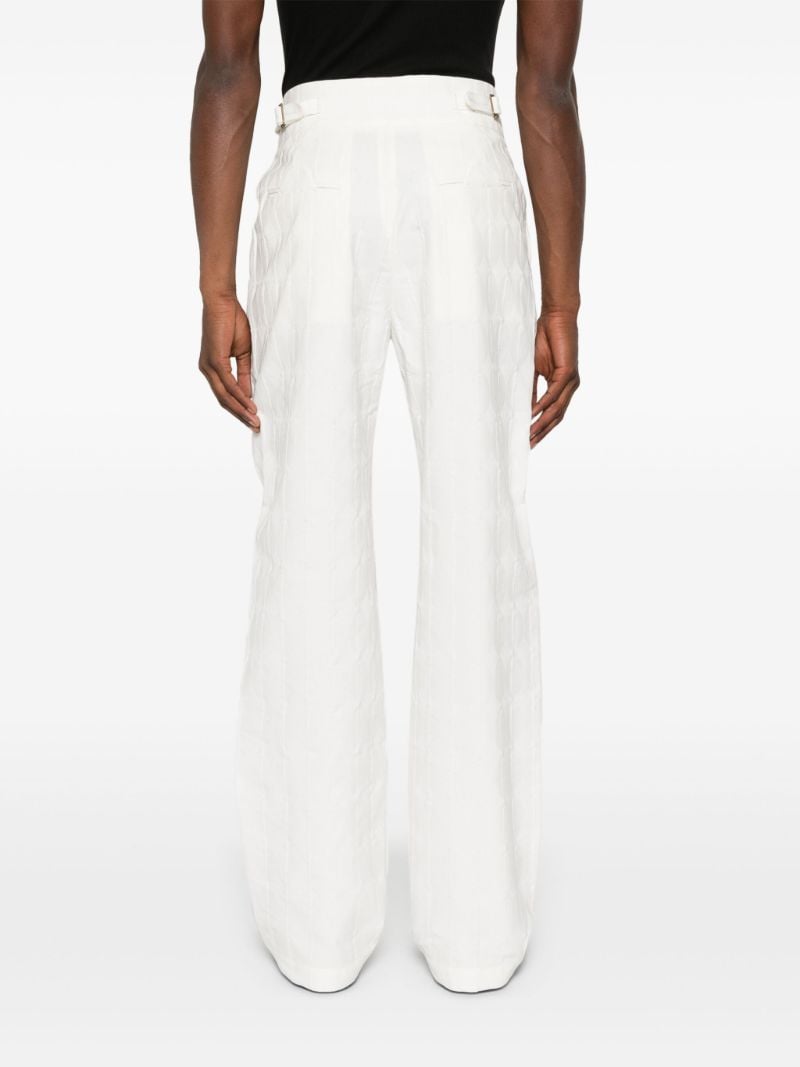 White Monogram-jacquard Straight Trousers